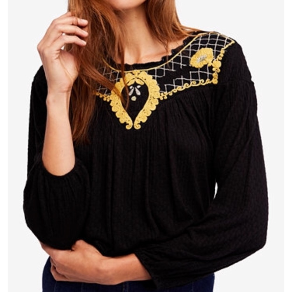 Free people begonia embroidered top